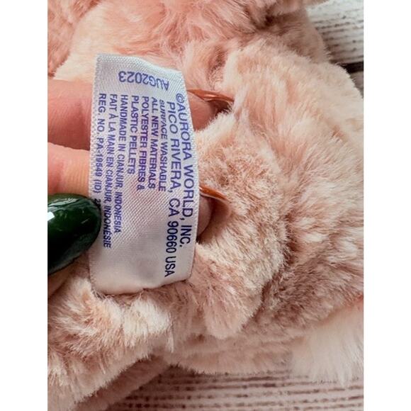 Aurora Easter Bunny Rabbit Soft Pink Tie Dye Tail 10" Plushie Stuffed Animal - Picture 6 of 8